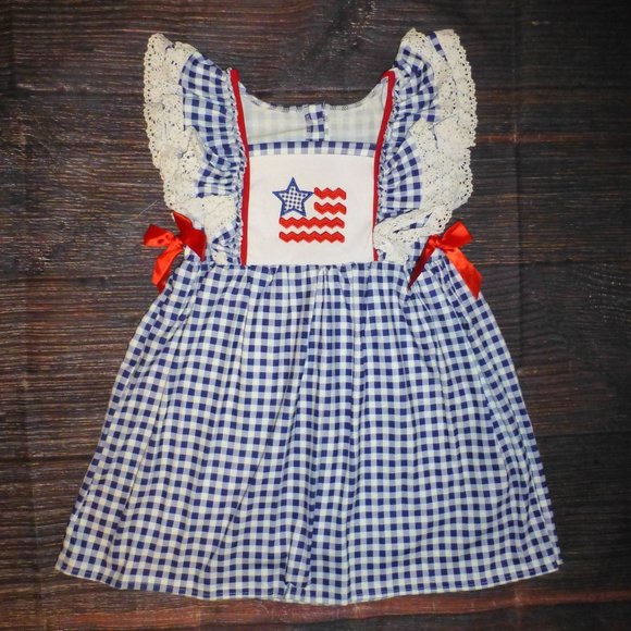 4th of July Patriotic Floral Flag Twirl Dress